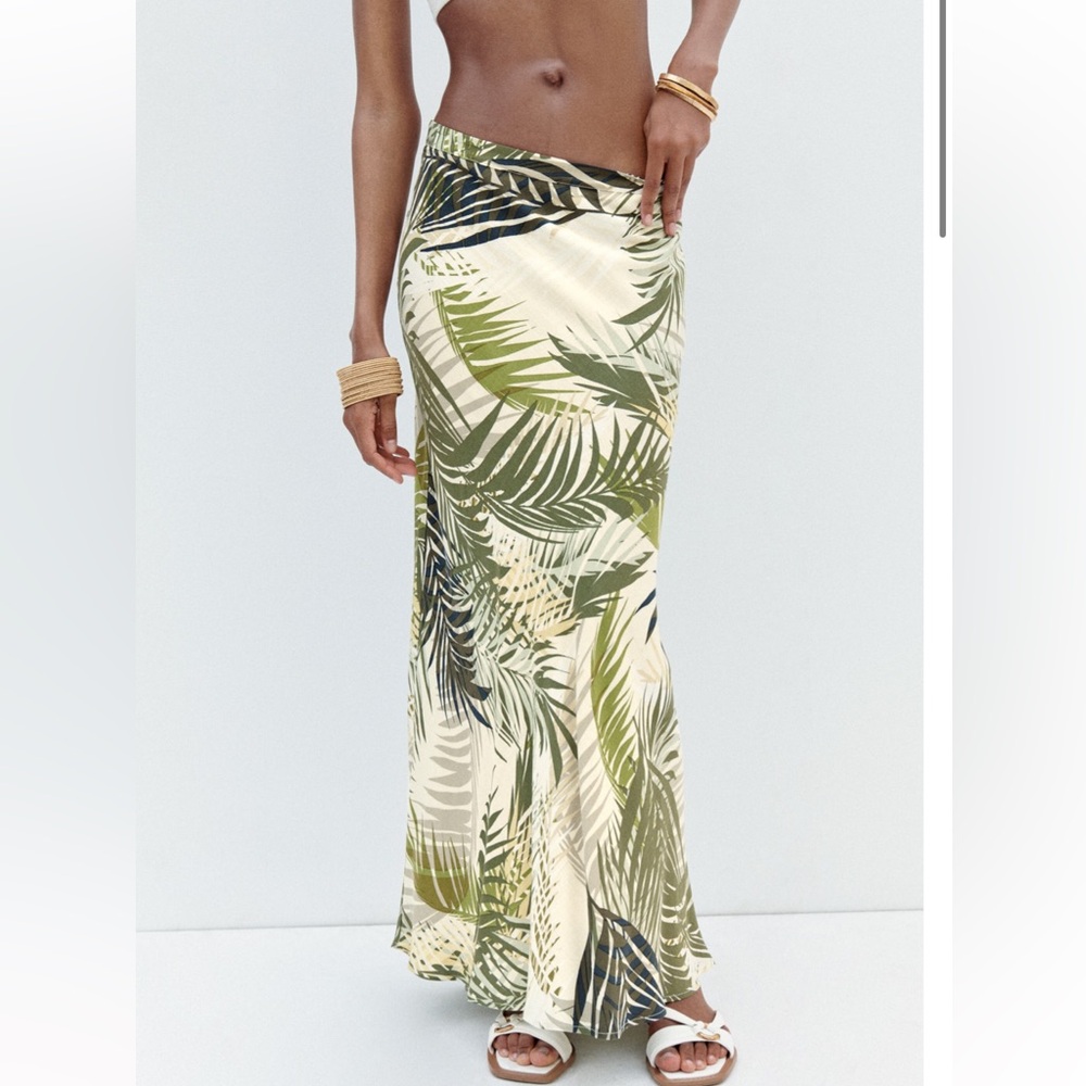 ZARA TROPICAL PRINT MIDI SKIRT